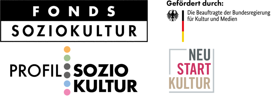 Logo-Pakett: Fonds Soziokultur, Profil: Soziokultur, Die Beauftragte der Bundesregierung für Kultur und Medien, Neustart Kultur.